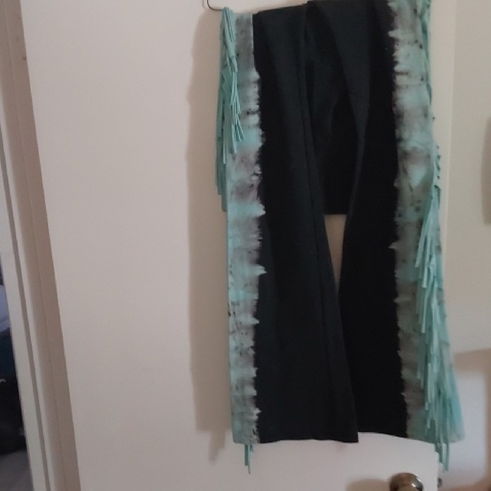 Black and Teal Fringe Scarf